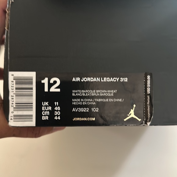 Nike Air Jordan Legacy 312 White/Baroque Brown-Wheat - Picture 7 of 9